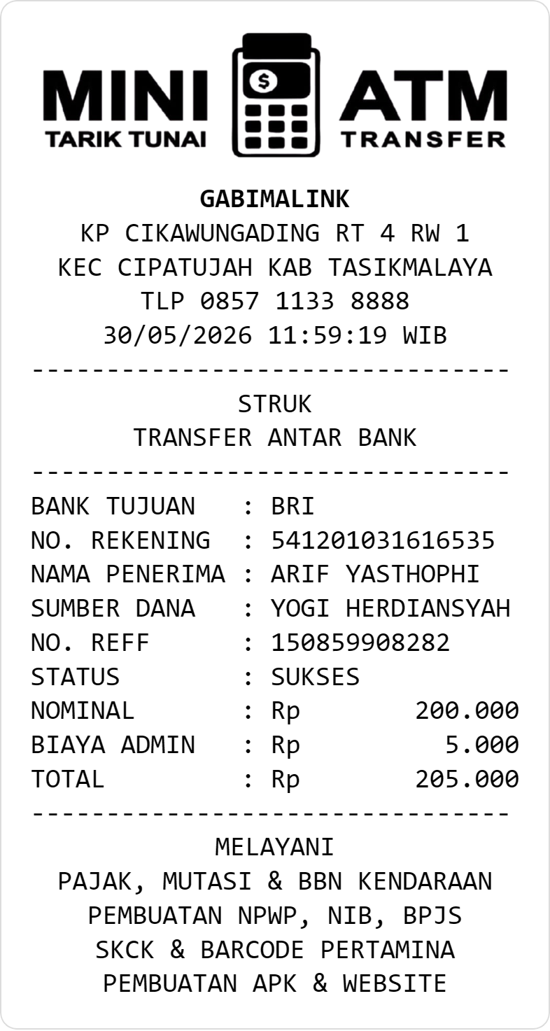 Printed Receipt
